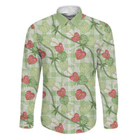 Anthurium Pikake Ti Leaf Palaka Family Matching Long Sleeve Bodycon Dress and Hawaiian Shirt Green Version