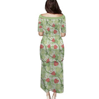 Anthurium Pikake Ti Leaf Palaka Family Matching Puletasi and Hawaiian Shirt Green Version LT01 - Polynesian Pride