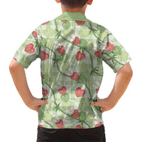 Anthurium Pikake Ti Leaf Palaka Family Matching Short Sleeve Bodycon Dress and Hawaiian Shirt Green Version