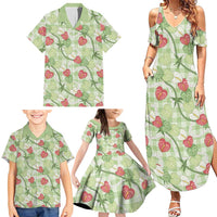 Anthurium Pikake Ti Leaf Palaka Family Matching Summer Maxi Dress and Hawaiian Shirt Green Version LT01 - Polynesian Pride