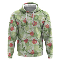 Anthurium Pikake Ti Leaf Palaka Hoodie Green Version LT01 Pullover Hoodie Green - Polynesian Pride