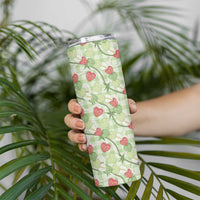 Anthurium Pikake Ti Leaf Palaka Skinny Tumbler Green Version LT01 - Polynesian Pride