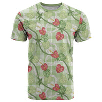 Anthurium Pikake Ti Leaf Palaka T Shirt Green Version LT01 Green - Polynesian Pride