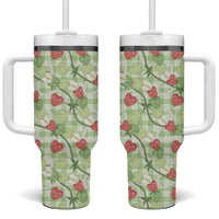 Anthurium Pikake Ti Leaf Palaka Tumbler With Handle Green Version LT01 One Size: 40 oz Green - Polynesian Pride