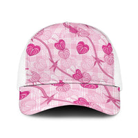 Anthurium Pikake Ti Leaf Palaka Baseball Net Cap Pink Version LT01 One Size White Pink - Polynesian Pride
