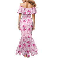 Anthurium Pikake Ti Leaf Palaka Family Matching Mermaid Dress and Hawaiian Shirt Pink Version LT01 - Polynesian Pride