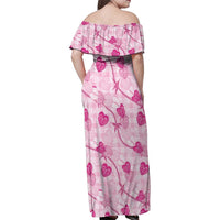 Anthurium Pikake Ti Leaf Palaka Family Matching Off Shoulder Maxi Dress and Hawaiian Shirt Pink Version LT01 - Polynesian Pride