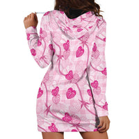 Anthurium Pikake Ti Leaf Palaka Hoodie Dress Pink Version LT01 - Polynesian Pride