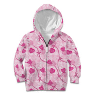 Anthurium Pikake Ti Leaf Palaka Kid Hoodie Pink Version LT01 Zip Hoodie Pink - Polynesian Pride