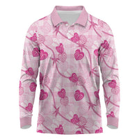 Anthurium Pikake Ti Leaf Palaka Long Sleeve Polo Shirt Pink Version LT01 Pink - Polynesian Pride