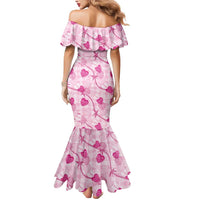 Anthurium Pikake Ti Leaf Palaka Mermaid Dress Pink Version LT01 - Polynesian Pride