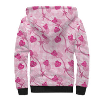 Anthurium Pikake Ti Leaf Palaka Sherpa Hoodie Pink Version LT01 - Polynesian Pride