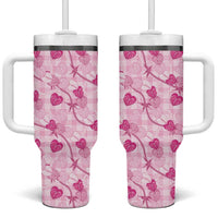 Anthurium Pikake Ti Leaf Palaka Tumbler With Handle Pink Version LT01 One Size: 40 oz Pink - Polynesian Pride
