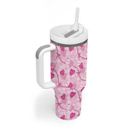 Anthurium Pikake Ti Leaf Palaka Tumbler With Handle Pink Version LT01 - Polynesian Pride