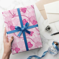 Anthurium Pikake Ti Leaf Palaka Wrapping Paper Pink Version LT01 - Polynesian Pride