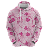 Anthurium Pikake Ti Leaf Palaka Zip Hoodie Pink Version LT01 - Polynesian Pride