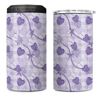 Anthurium Pikake Ti Leaf Palaka 4 in 1 Can Cooler Tumbler Purple Version LT01 One Size: 16 oz Purple - Polynesian Pride