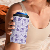 Anthurium Pikake Ti Leaf Palaka 4 in 1 Can Cooler Tumbler Purple Version LT01 - Polynesian Pride