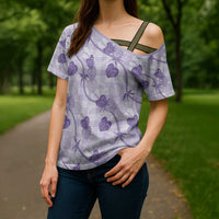 Anthurium Pikake Ti Leaf Palaka Cross Shoulder Shirt Purple Version LT01 - Polynesian Pride