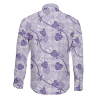 Anthurium Pikake Ti Leaf Palaka Family Matching Mermaid Dress and Hawaiian Shirt Purple Version