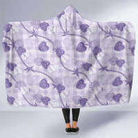 Anthurium Pikake Ti Leaf Palaka Hooded Blanket Purple Version LT01 One Size Purple - Polynesian Pride