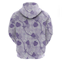 Anthurium Pikake Ti Leaf Palaka Hoodie Purple Version LT01 - Polynesian Pride