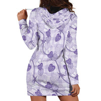 Anthurium Pikake Ti Leaf Palaka Hoodie Dress Purple Version LT01 - Polynesian Pride
