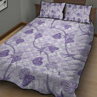Anthurium Pikake Ti Leaf Palaka Quilt Bed Set Purple Version LT01 - Polynesian Pride
