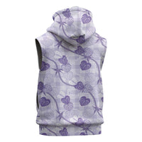 Anthurium Pikake Ti Leaf Palaka Sleeveless Zip Hoodie Purple Version LT01 - Polynesian Pride