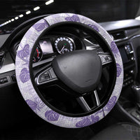Anthurium Pikake Ti Leaf Palaka Steering Wheel Cover Purple Version LT01 Universal Fit Purple - Polynesian Pride