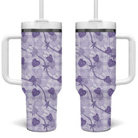 Anthurium Pikake Ti Leaf Palaka Tumbler With Handle Purple Version LT01 One Size: 40 oz Purple - Polynesian Pride