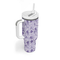 Anthurium Pikake Ti Leaf Palaka Tumbler With Handle Purple Version LT01 - Polynesian Pride