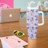Anthurium Pikake Ti Leaf Palaka Tumbler With Handle Purple Version LT01 - Polynesian Pride