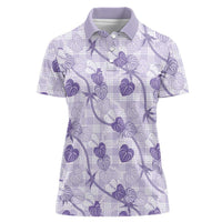 Anthurium Pikake Ti Leaf Palaka Women Polo Shirt Purple Version LT01 Female Purple - Polynesian Pride