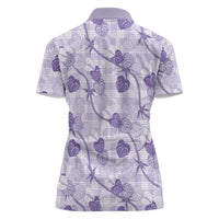 Anthurium Pikake Ti Leaf Palaka Women Polo Shirt Purple Version LT01 - Polynesian Pride