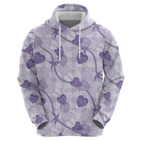 Anthurium Pikake Ti Leaf Palaka Zip Hoodie Purple Version LT01 - Polynesian Pride