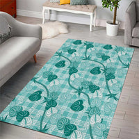 Anthurium Pikake Ti Leaf Palaka Area Rug Turquoise Version