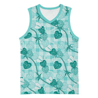 Anthurium Pikake Ti Leaf Palaka Basketball Jersey Turquoise Version LT01 Unisex Turquoise - Polynesian Pride