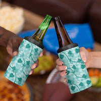 Anthurium Pikake Ti Leaf Palaka 4 in 1 Can Cooler Tumbler Turquoise Version LT01 - Polynesian Pride