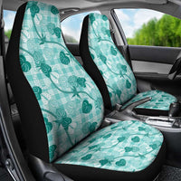 Anthurium Pikake Ti Leaf Palaka Car Seat Cover Turquoise Version LT01 - Polynesian Pride