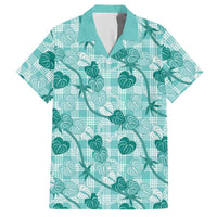 Anthurium Pikake Ti Leaf Palaka Hawaiian Shirt Turquoise Version LT01 Turquoise - Polynesian Pride