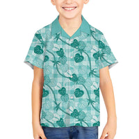 Anthurium Pikake Ti Leaf Palaka Hawaiian Shirt Turquoise Version LT01 - Polynesian Pride