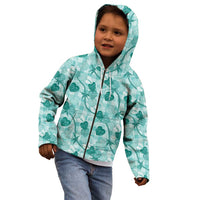 Anthurium Pikake Ti Leaf Palaka Kid Hoodie Turquoise Version LT01 - Polynesian Pride