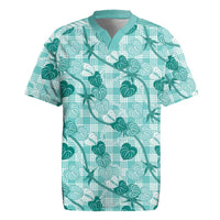 Anthurium Pikake Ti Leaf Palaka Rugby Jersey Turquoise Version LT01 Turquoise - Polynesian Pride