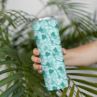 Anthurium Pikake Ti Leaf Palaka Skinny Tumbler Turquoise Version LT01 - Polynesian Pride