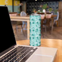 Anthurium Pikake Ti Leaf Palaka Skinny Tumbler Turquoise Version LT01 - Polynesian Pride