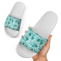 Anthurium Pikake Ti Leaf Palaka Slide Sandals Turquoise Version LT01 - Polynesian Pride