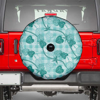 Anthurium Pikake Ti Leaf Palaka Spare Tire Cover Turquoise Version LT01 - Polynesian Pride
