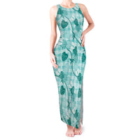 Anthurium Pikake Ti Leaf Palaka Tank Maxi Dress Turquoise Version LT01 Women Turquoise - Polynesian Pride