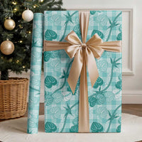 Anthurium Pikake Ti Leaf Palaka Wrapping Paper Turquoise Version LT01 - Polynesian Pride